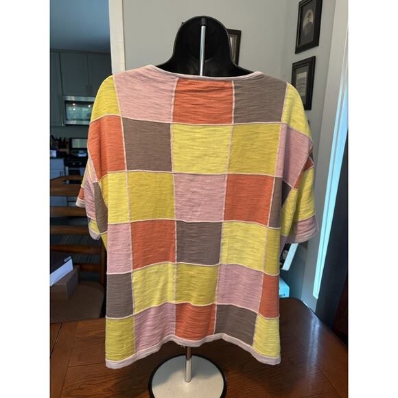 Women’s Mansted Pastel Color Block Blouse Casual Size Large Yellow Pink Brown - Picture 2 of 5